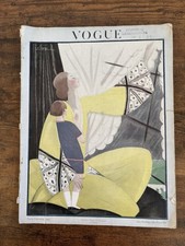 RARE Vogue UK Feb 1922 – Georges Lepape Art Deco Cover – Antique Fashion. picture