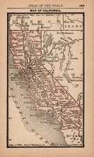 TINY Antique CALIFORNIA State Map 1888 MINIATURE Vintage Map of California 3207 picture
