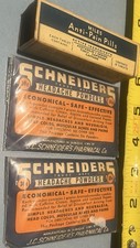 1915 Pain Pill J.C. Schneider Headache Powder Antique Drugs NIB Pharmacy Vintage picture