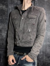 Belstaff Gold Label Tourmaster Blouson Cotton Biker Motorcycle Jacket Y2K Gray picture