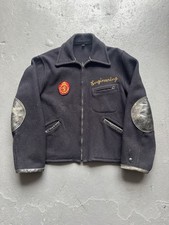 Vintage 40s 50s Stroh Chainstitch Wool Cropped Buckle Jacket Black M picture