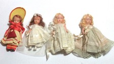 4 Vtg Nancy Ann Storybook Dolls Plastic 1st Communion Bible Red Purse Flowers picture