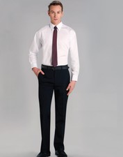 Benchmark Men's Wool Blend Stretch Corporate Pants Trousers FlatFont Flexi Waist picture
