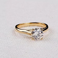 2Ct Round Natural Diamond Bridal Engagement Ring 14K Real Yellow Gold Size 6 7 8 picture