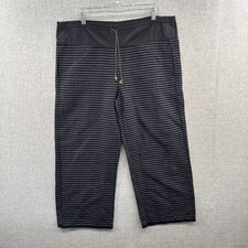 Dosa Pants Size 1-2 Relaxed Wide Leg Baggy Linen Blend Blue Striped Drawstring picture