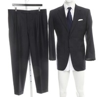 Dei Giovani Made in Italy Delfino S130s Navy Blue Alternating Stripe Suit 54 NR picture