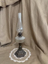 Vintage Victorian Oil Lamp, Ornate Metal Base picture
