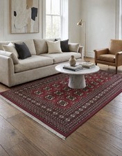 Bokhara Rug 4x7 Red Wool Tribal Hand-Knotted Oriental Turkoman Carpet picture
