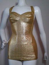 Vintage Cole of California Gold halter swimsuit bodysuit vintage Size 12 50s/60s picture