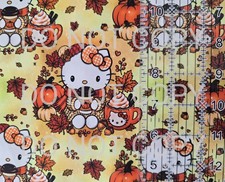 Custom 100% Cotton Woven Fabric Hello Kitty Fall Leaves By The 1/4 Yard picture