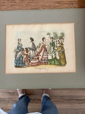 antique fashion from Godey's Lady's Book  hand-colored 1871 Victorian dress picture