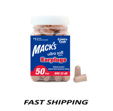 Mack's Ultra Soft Foam Earplugs 50 Pair 33dB NRR Sleeping Travel. picture