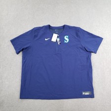 Seattle Mariners Warm Up Shirt Mens 2XL Blue MLB Baseball Dri-FIT Nike 1/4 Zip picture
