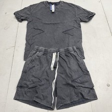 Romwe Dark Gray Star Stitch Short Sleeve & Short Outfit Mens Size Small NEW picture