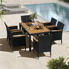 7PCS Rattan Patio Furniture Set Outdoor Dining Set Table with 6 Chairs picture