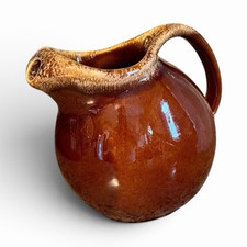 Vintage Hull Pottery Brown Drip Glazed Pottery Pitcher Jug w/ Handle picture
