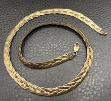 Vintage 7.5MM Vermeil 925 Sterling Silver Braided Woven Chain Necklace 20