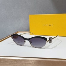 LOEWE LW1738LS Black Oval Sunglasses Gold Metal Frame Gradient Lens picture