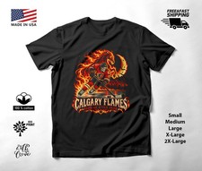 Calgary Flames Halloween T-Shirt Flaming Skeleton Hockey Art picture