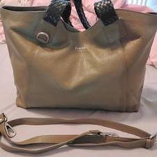 Claudia Firenze Olive Green Pebble Leather Tote Bag clean preppy quiet luxury picture