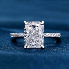 IGI Certified Elongated 5.20Ct Radiant Cut Lab-Grown/CVD Diamond Ring 14k Gold picture