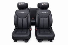 2014 Fits Jeep Wrangler Sahara Full Front Tops  Bottoms Leather Seat Cover Black picture