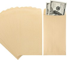 ACSTEP 100 PACK Brown Cash Envelopes 3 1/2 x 6 #7(3.5X6.5) 100 PCS,  picture