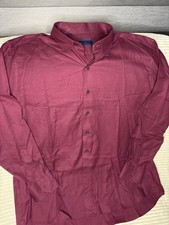 David Donahue Men XXL Luxury Dress Shirt Herringbone Knit Long Sleeve Maroon picture