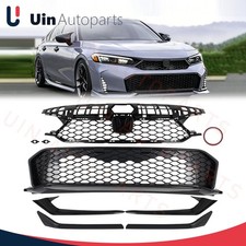 For Honda Civic 2025 2026 TypeR Style Front Upper Lower Grille Bumper Trim Black picture