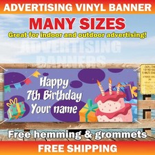 Happy 7th Birthday Advertising Banner Vinyl Sign Custom Name Text Event Holiday picture