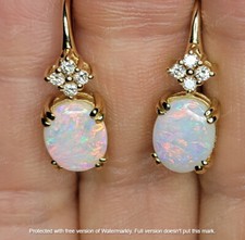 Natural Fire Opal 4.10Ct Oval Cut Drop/Dangle Earrings 14K Yellow Gold Plated picture