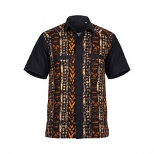 Black African Print Mens Short Sleeve Shirt  picture