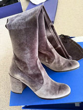 Stuart Weitzman Tieland OTK Boots Smoke Velvet Women’s 8M WW35580 Box picture