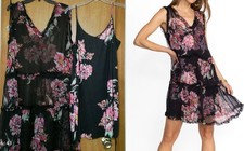 NWT $365 Johnny Was Jade Perrie Mini-Dress & Floral Slip XL Crinkle Silk, Ruffle picture