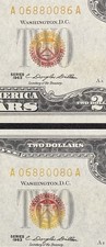 🔥RED/GOLD Seal (Sunset) 2 Beautiful Trinary FLIPPERS 1963 $2 Bills (Altered). picture