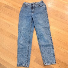 Vintage Lee High Waisted Mom Jeans Acid Wash Tapered Leg Made in USA Size 8 Med picture