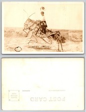 1936 RPPC Giant Grasshopper Ride-Em Cowboy Garden City Kansas Novelty Postcard picture