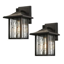 2-Pack Black Outdoor Wall Light Fixtures,10'' Water Glass Exterior Porch Sconces picture