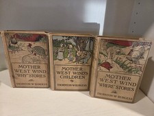 Rare Editions, 1921-1922, Thornton Burgess, Mother West Wind, HC, 3 book series picture