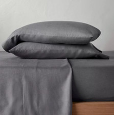 Casaluna 100% Washed Hemp Solid Sheet Set Metal Gray King Size picture