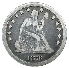 1876-CC Seated Liberty Silver Quarter - Carson City 25c U.S Coin picture