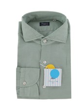 $600 Finamore Napoli Green Linen Blend Shirt - Slim - (FN102257) picture