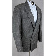 Vintage Cotler Mens 42 Double Breasted Blazer Jacket Charcoal Gray Atomic Fleck picture