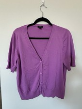 Talbots Purple Short Sleeve V-Neck Button Cardigan Sweater XL picture