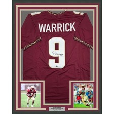 Framed Autographed/Signed Peter Warrick 35x39 FSU Maroon Jersey Beckett COA picture