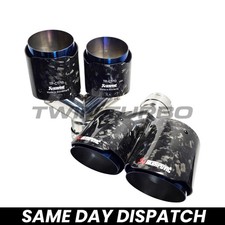 2x Universal Forged Carbon Dual Twin Staggered Steel Akrapovic Exhaust Tips 4