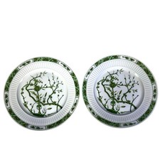 Raynaud Ceralene Limoges Retired 1990 'Fleur De Jade Green' Salad Plates-Set 2 picture