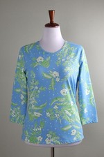 J. MCLAUGHLIN NWT $165 Smooth Stretch Floral Print Signature Tee Top Size Large picture