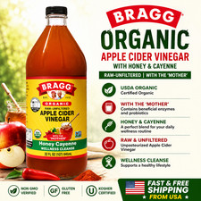 Bragg Organic Apple Cider Vinegar Honey Cayenne Raw Unfiltered 32 fl oz picture