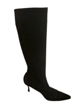 manolo blahnik 42 pointed toe black suede sock boot knee high picture
